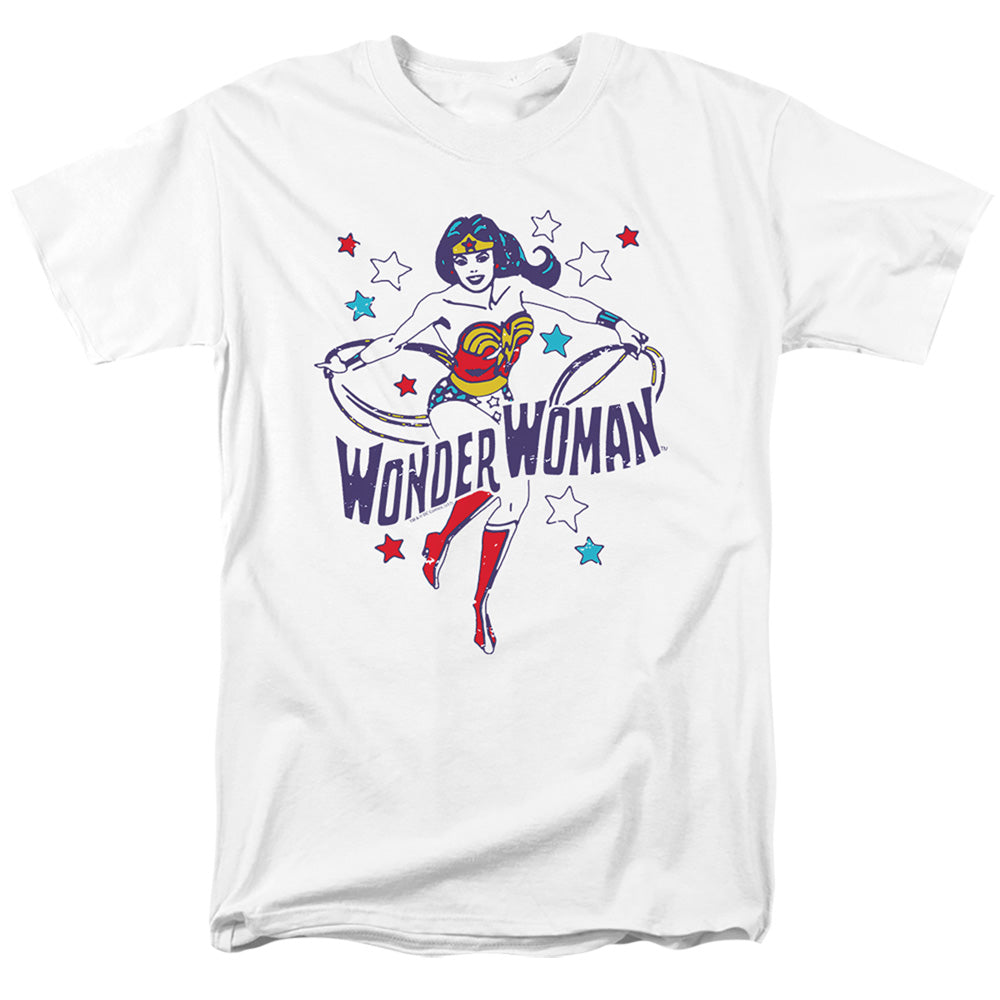 AN OFFCIALLY LICENSED DC WONDER STARS MEN'S REGULAR FIT T-SHIRT WHITE