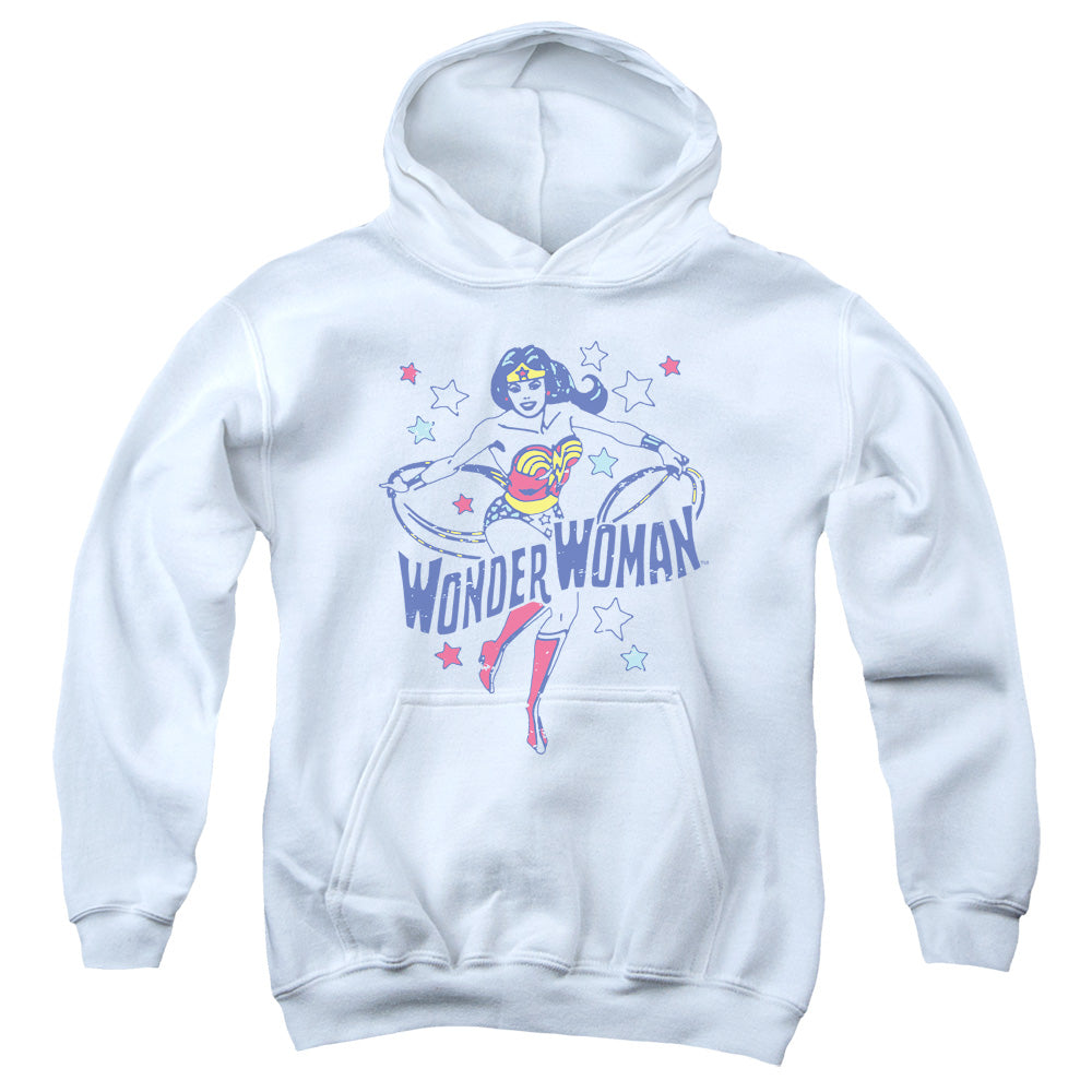 AN OFFCIALLY LICENSED DC WONDER STARS YOUTH HOODIE WHITE