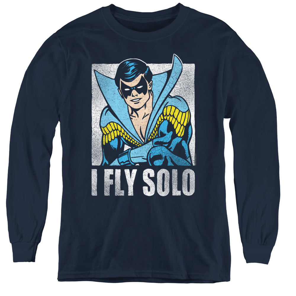 AN OFFCIALLY LICENSED DC FLY SOLO YOUTH LONG SLEEVE T-SHIRT NAVY