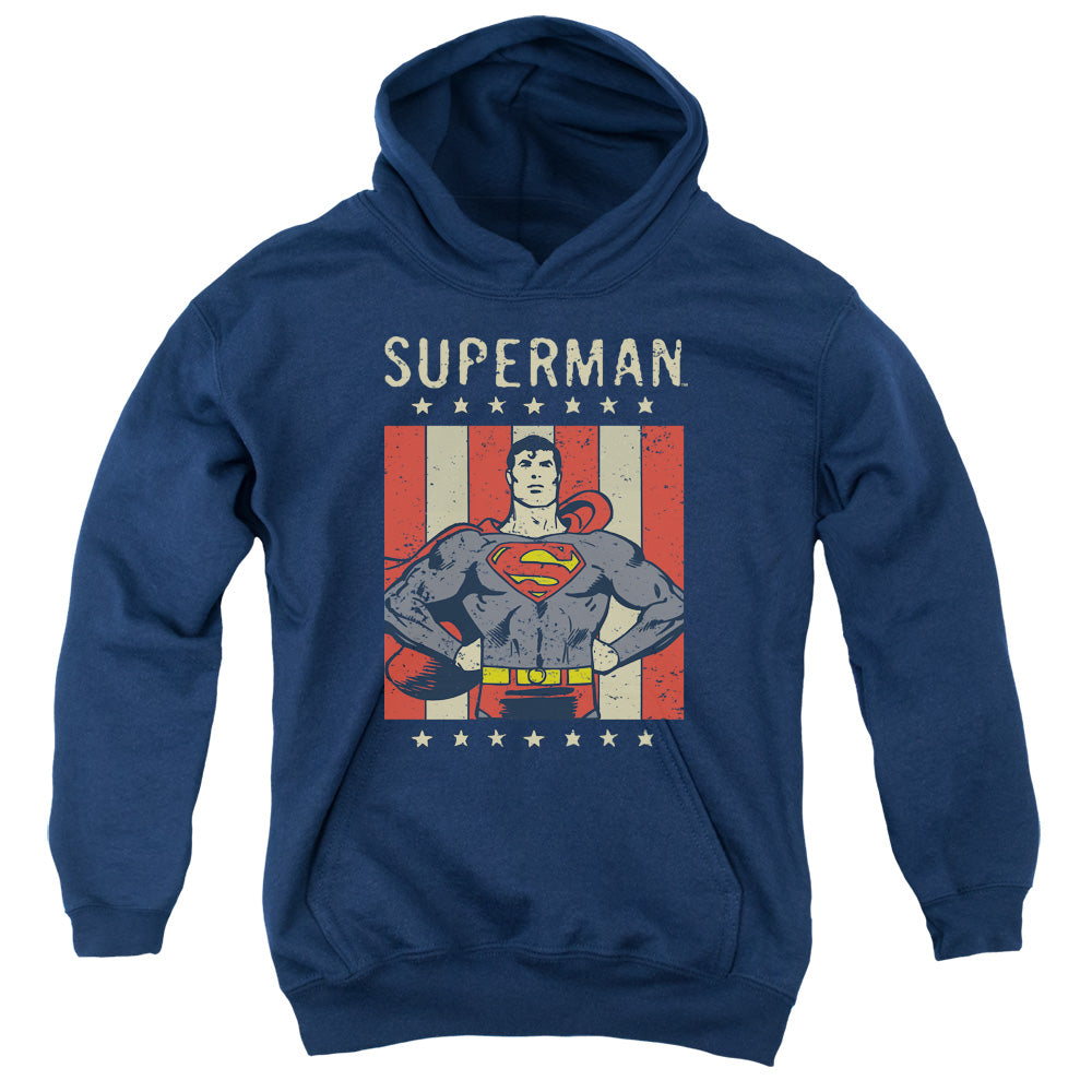 AN OFFCIALLY LICENSED DC RETRO LIBERTY YOUTH HOODIE NAVY