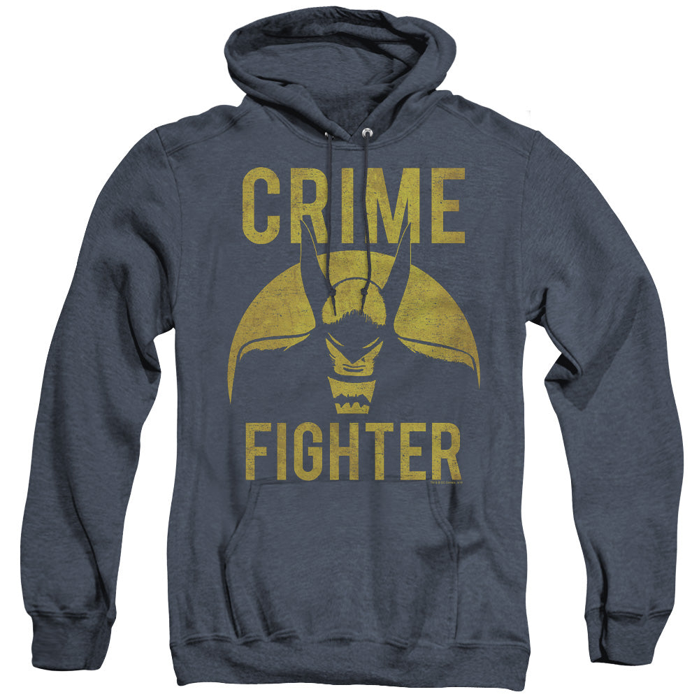 AN OFFCIALLY LICENSED DC FIGHT CRIME ADULT UNISEX HEATHER PULLOVER HOODIE NAVY
