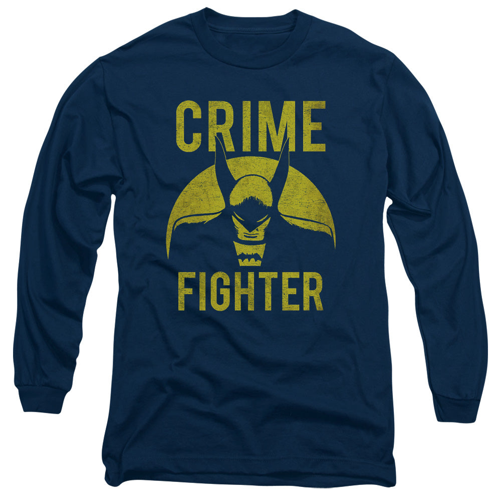 AN OFFCIALLY LICENSED DC FIGHT CRIME MEN'S LONG SLEEVE T-SHIRT NAVY