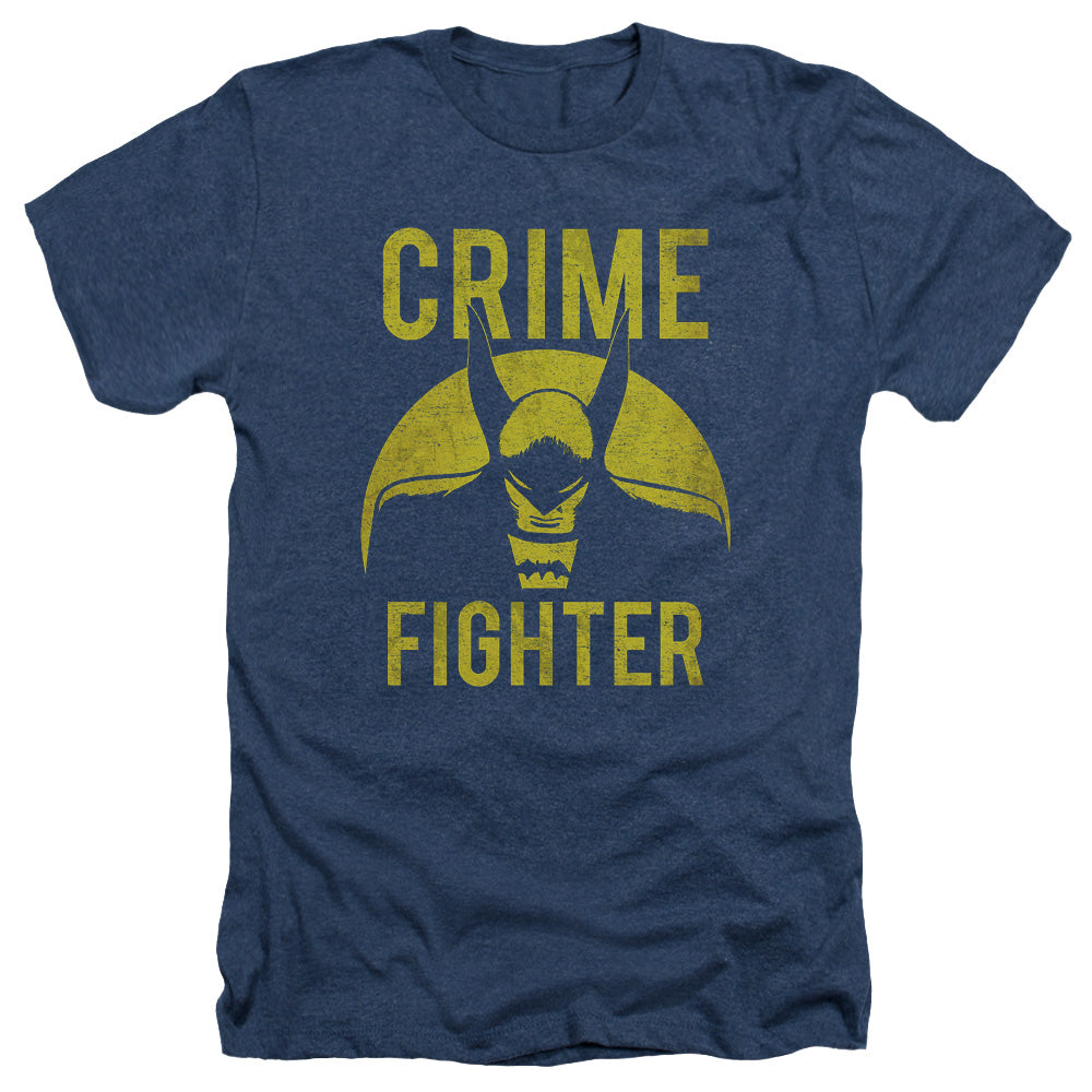 AN OFFCIALLY LICENSED DC FIGHT CRIME MEN'S HEATHER T-SHIRT NAVY