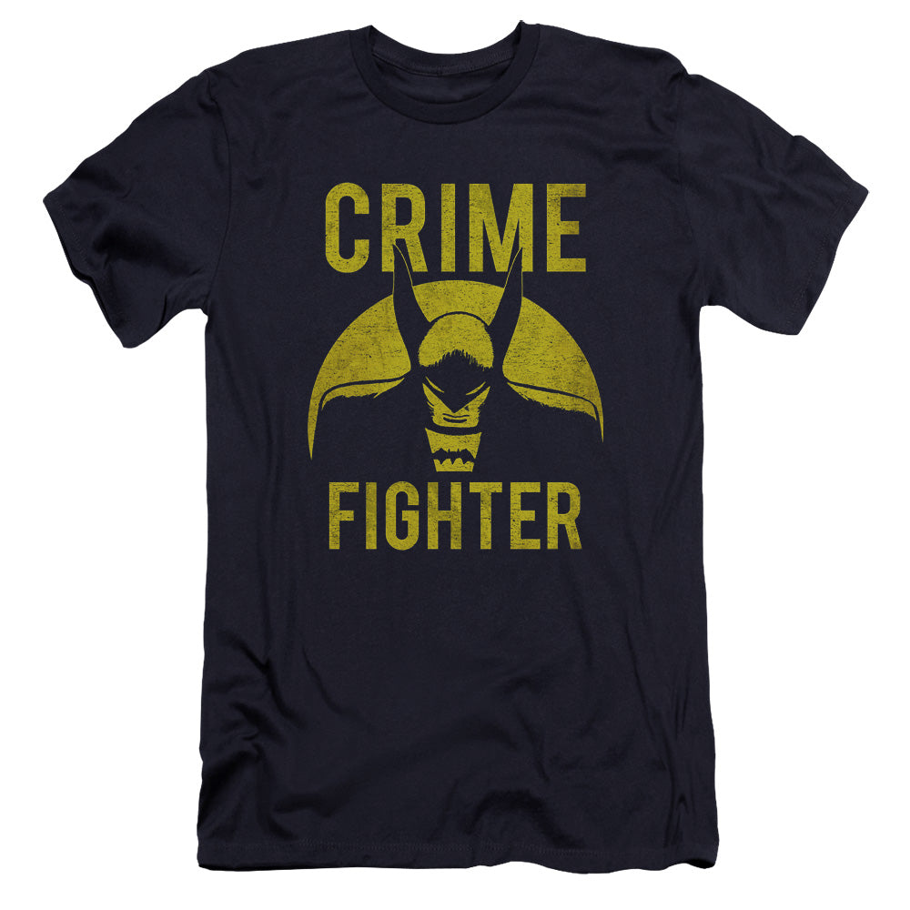 AN OFFCIALLY LICENSED DC FIGHT CRIME MEN'S PREMIUM SLIM FIT T-SHIRT NAVY