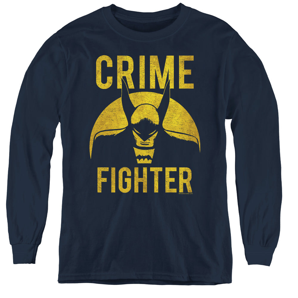 AN OFFCIALLY LICENSED DC FIGHT CRIME YOUTH LONG SLEEVE T-SHIRT NAVY