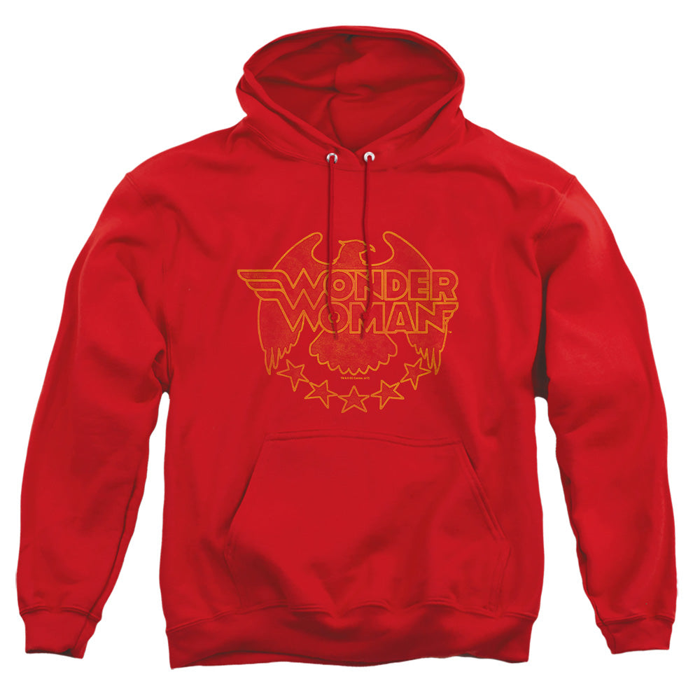 AN OFFCIALLY LICENSED DC WONDER EAGLE ADULT UNISEX PULLOVER HOODIE RED