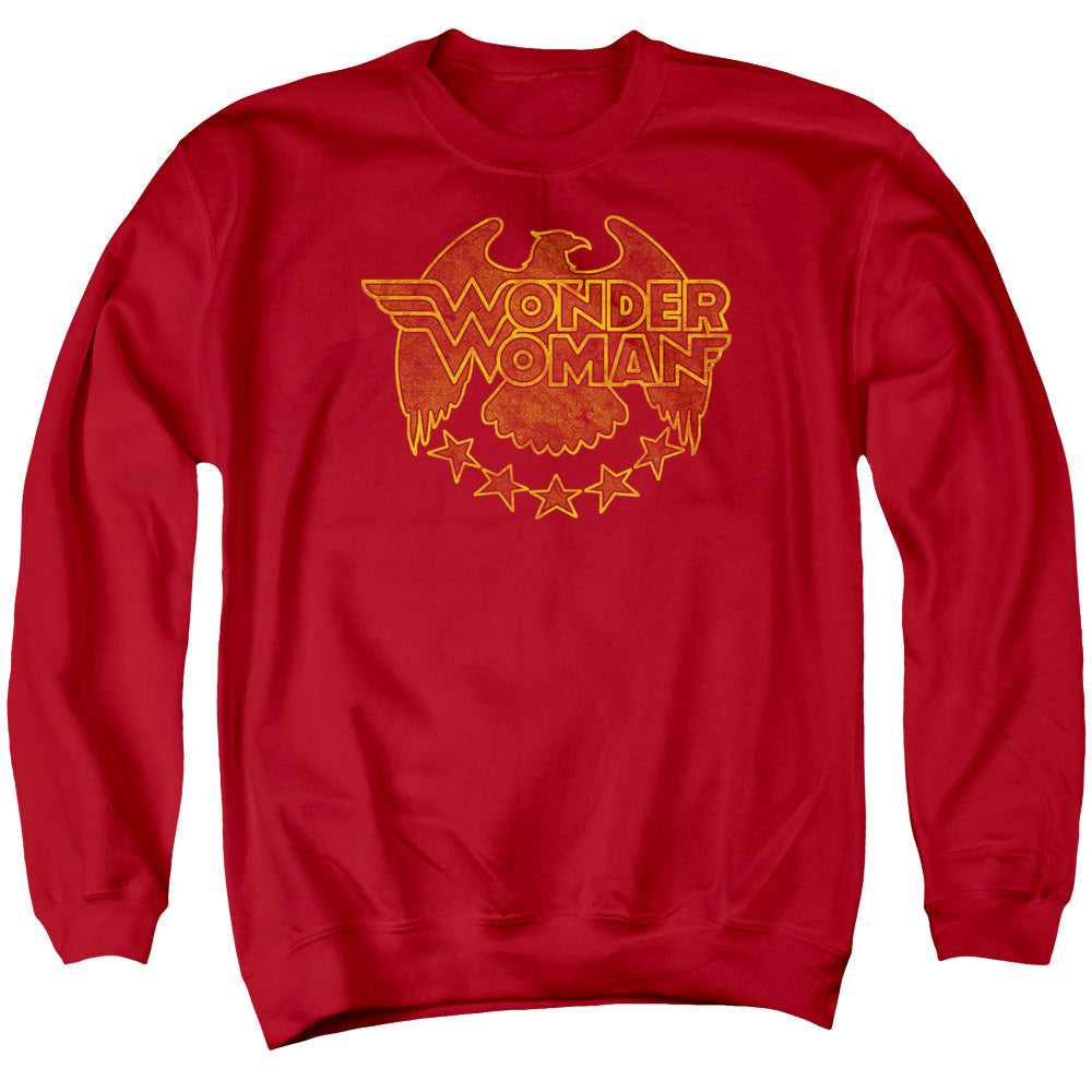 AN OFFCIALLY LICENSED DC WONDER EAGLE ADULT UNISEX CREWNECK SWEATSHIRT RED