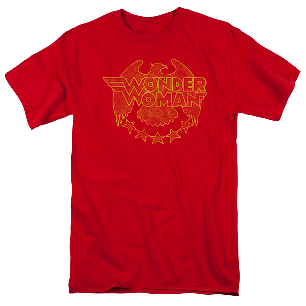 AN OFFCIALLY LICENSED DC WONDER EAGLE MEN'S REGULAR FIT T-SHIRT RED