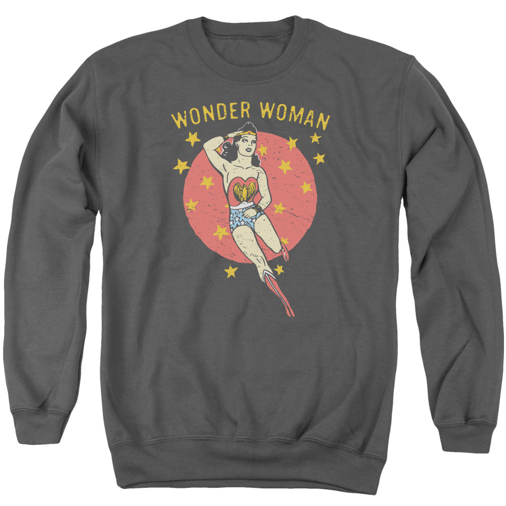 AN OFFCIALLY LICENSED DC WONDER CIRCLE ADULT UNISEX CREWNECK SWEATSHIRT CHARCOAL