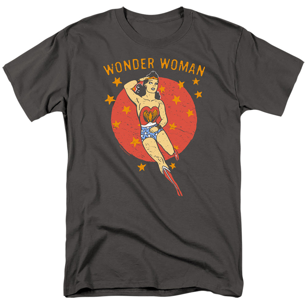 AN OFFCIALLY LICENSED DC WONDER CIRCLE MEN'S REGULAR FIT T-SHIRT CHARCOAL