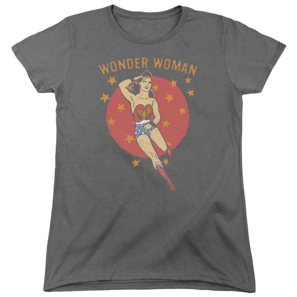 AN OFFCIALLY LICENSED DC WONDER CIRCLE WOMEN'S REGULAR FIT T-SHIRT CHARCOAL