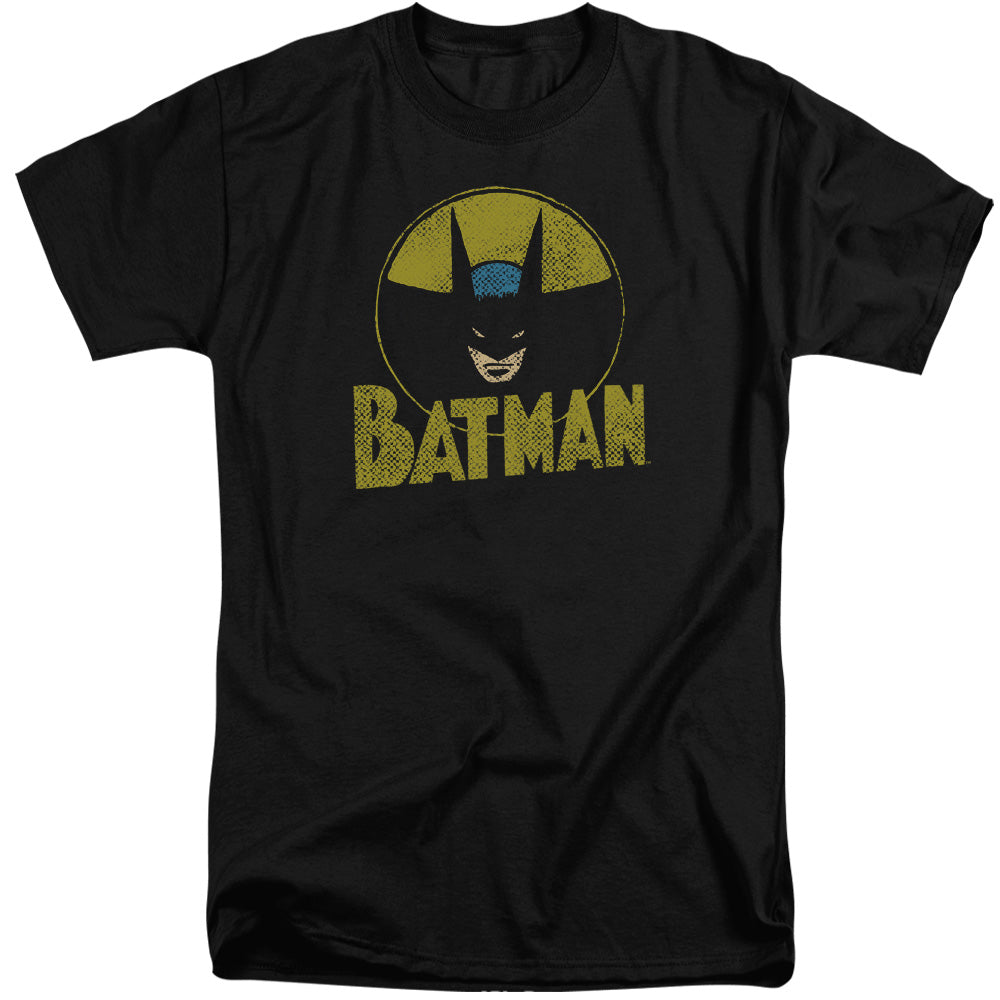AN OFFCIALLY LICENSED DC CIRCLE BAT MEN'S TALL FIT T-SHIRT BLACK