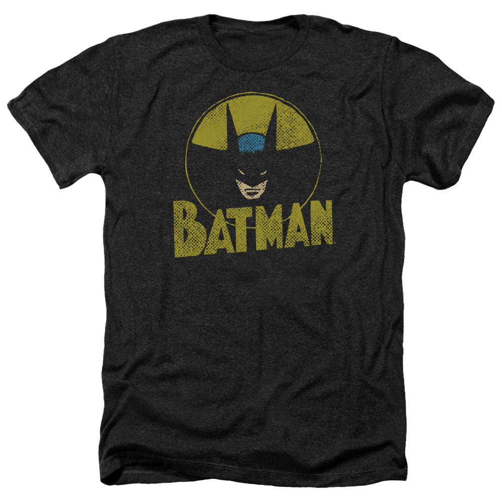AN OFFCIALLY LICENSED DC CIRCLE BAT MEN'S HEATHER T-SHIRT CHARCOAL