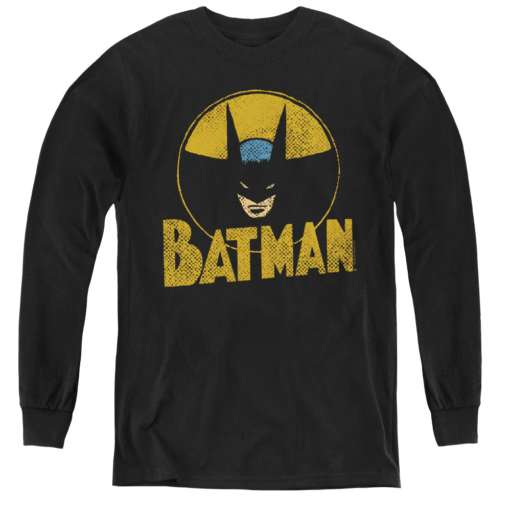 AN OFFCIALLY LICENSED DC CIRCLE BAT YOUTH LONG SLEEVE T-SHIRT BLACK