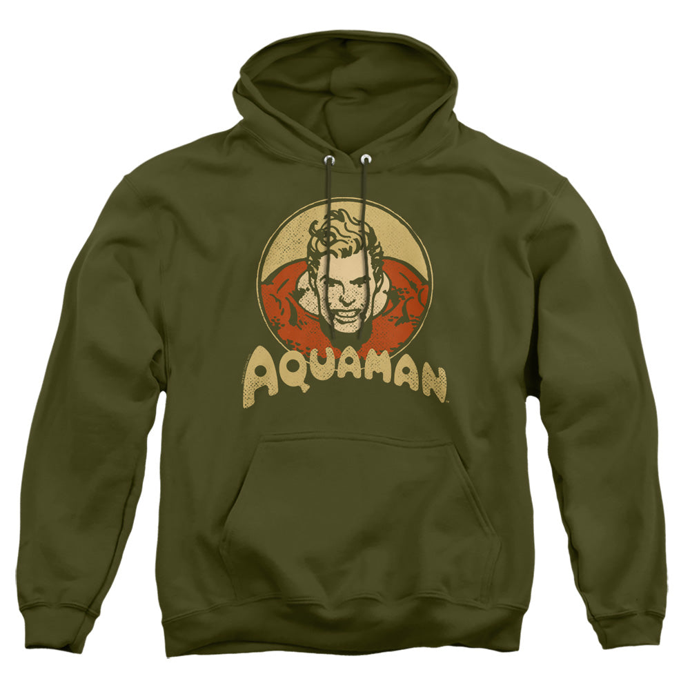 AN OFFCIALLY LICENSED DC AQUA CIRCLE ADULT UNISEX PULLOVER HOODIE MILITARY GREEN