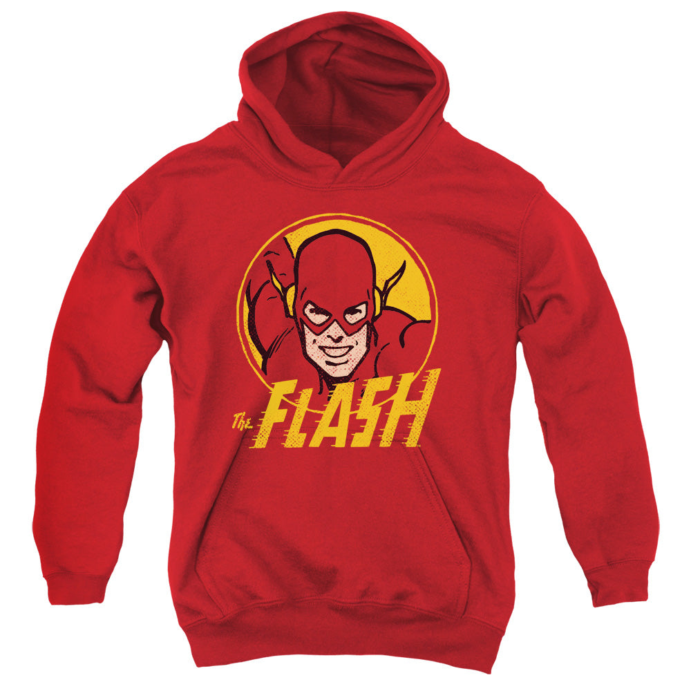 AN OFFCIALLY LICENSED DC FLASH FLASH CIRCLE YOUTH HOODIE RED