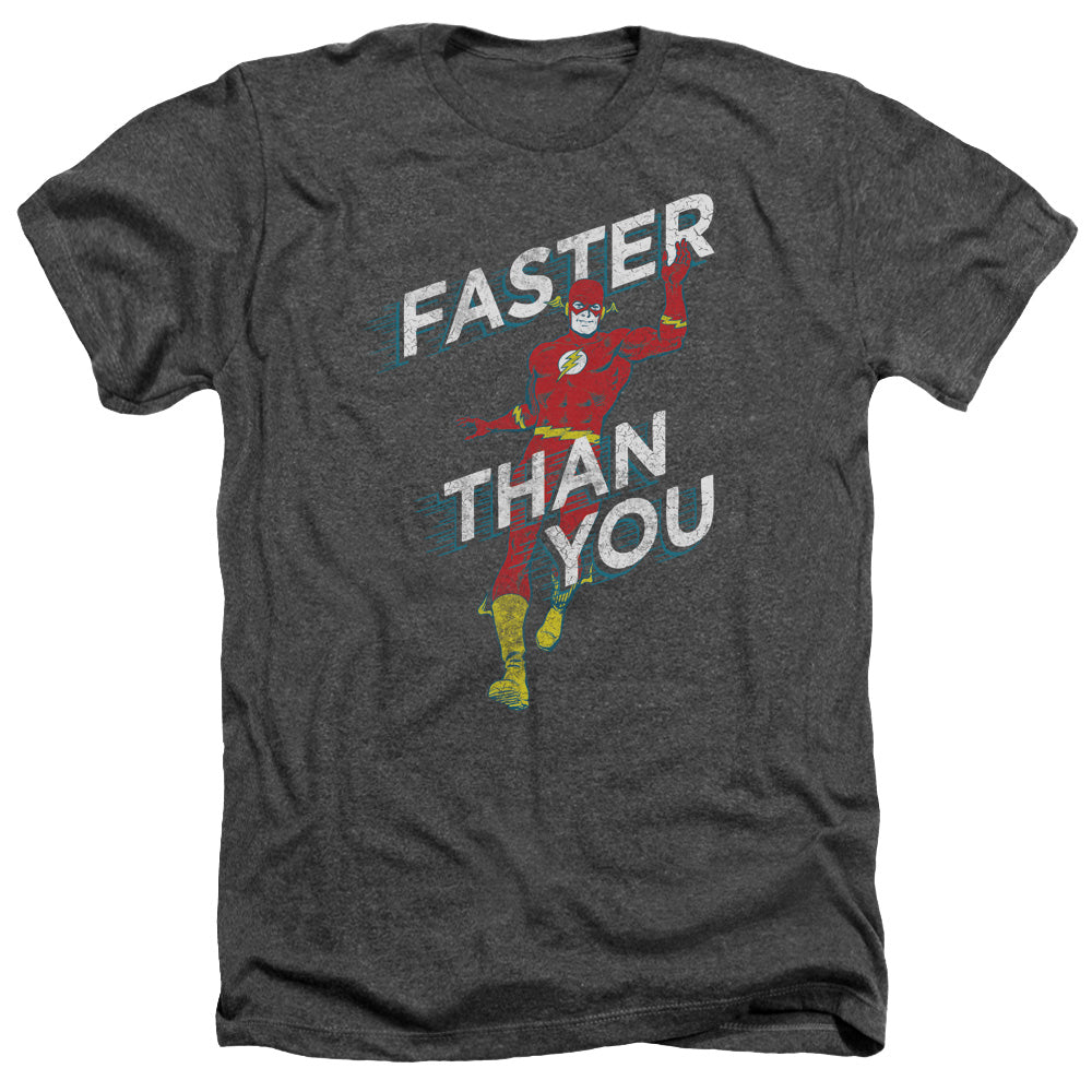 AN OFFCIALLY LICENSED DC FLASH FASTER THAN YOU MEN'S HEATHER T-SHIRT CHARCOAL