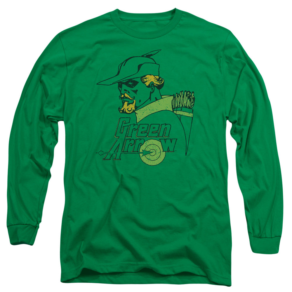 AN OFFCIALLY LICENSED DC CLOSE UP MEN'S LONG SLEEVE T-SHIRT KELLY GREEN