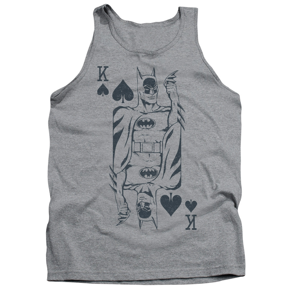AN OFFCIALLY LICENSED DC BAT CARD ADULT UNISEX TANK TOP ATHLETIC HEATHER