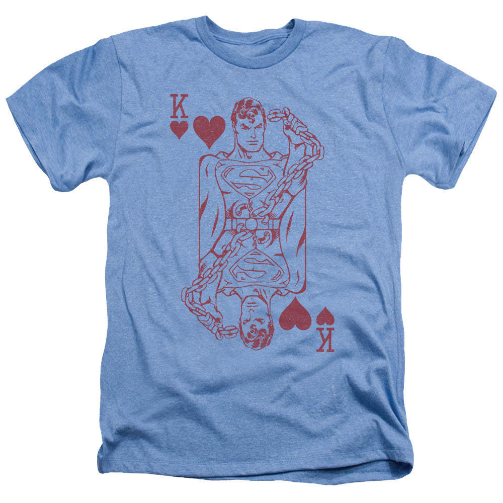 AN OFFCIALLY LICENSED DC SUPER CARD MEN'S HEATHER T-SHIRT LIGHT BLUE