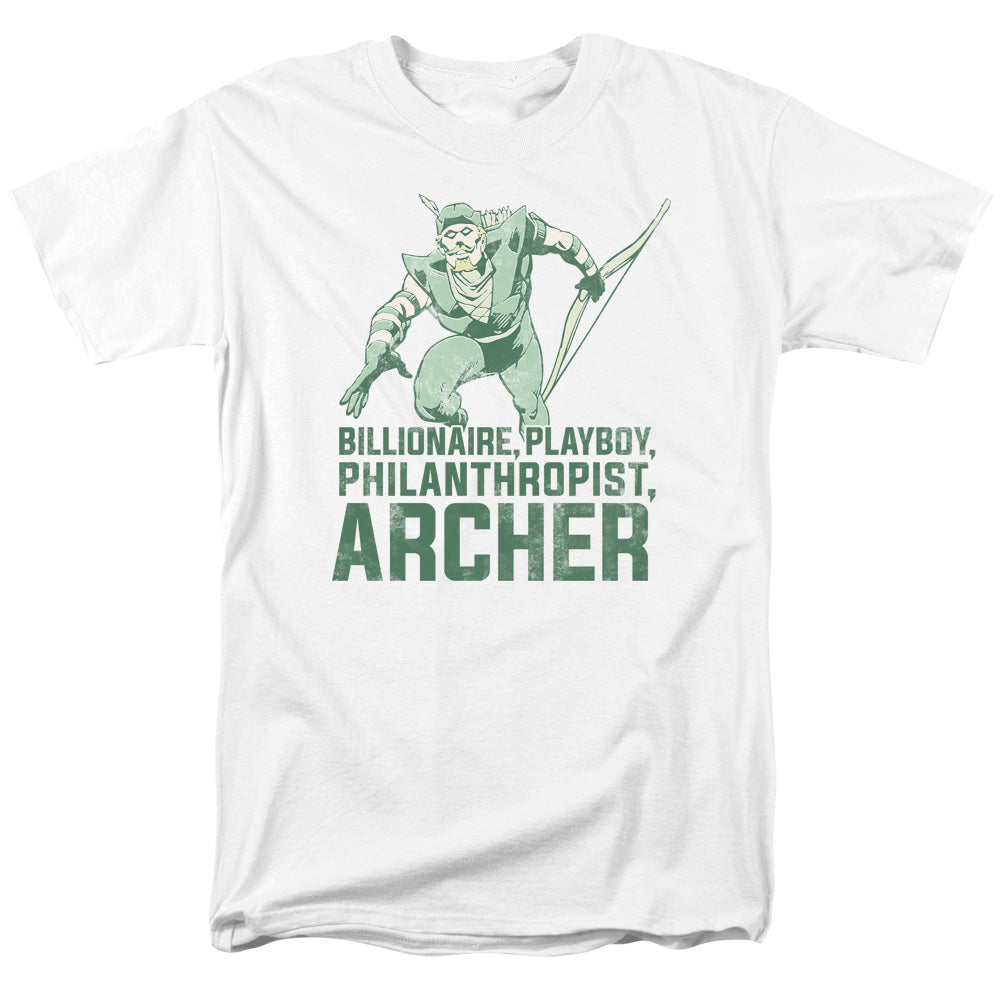 AN OFFCIALLY LICENSED DC ARCHER MEN'S REGULAR FIT T-SHIRT WHITE