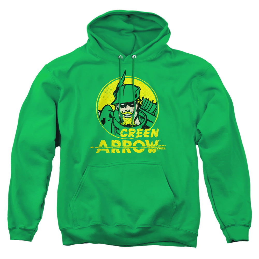 AN OFFCIALLY LICENSED DC ARCHER CIRCLE ADULT UNISEX PULLOVER HOODIE KELLY GREEN