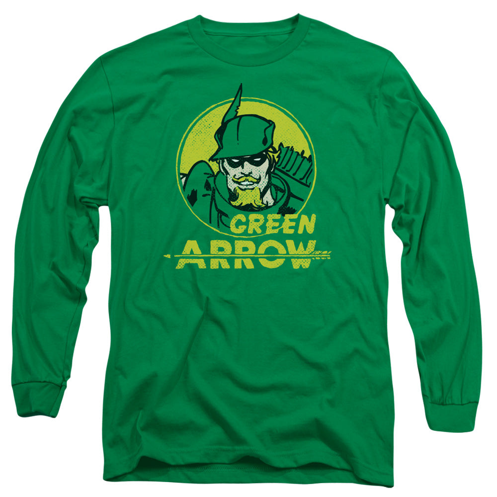 AN OFFCIALLY LICENSED DC ARCHER CIRCLE MEN'S LONG SLEEVE T-SHIRT KELLY GREEN