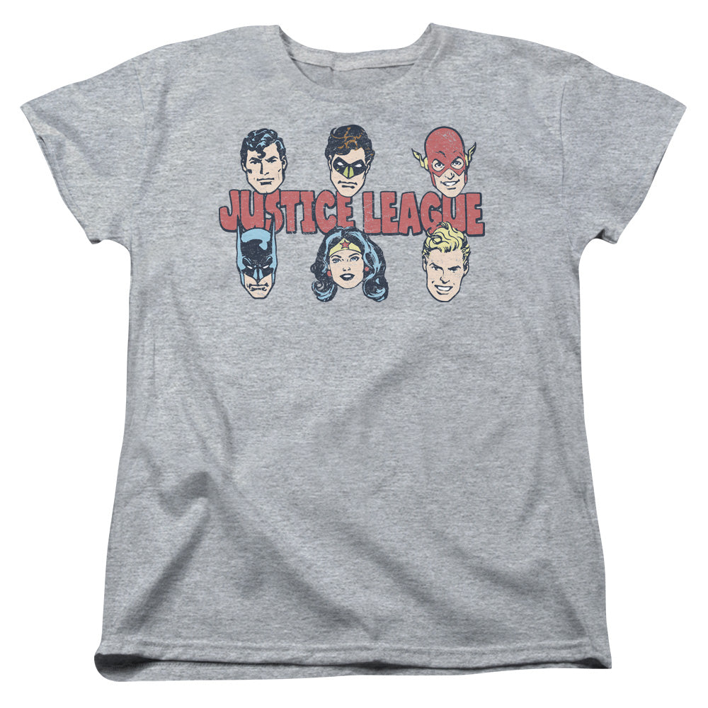 AN OFFCIALLY LICENSED DC JUSTICE LINEUP WOMEN'S REGULAR FIT T-SHIRT ATHLETIC HEATHER