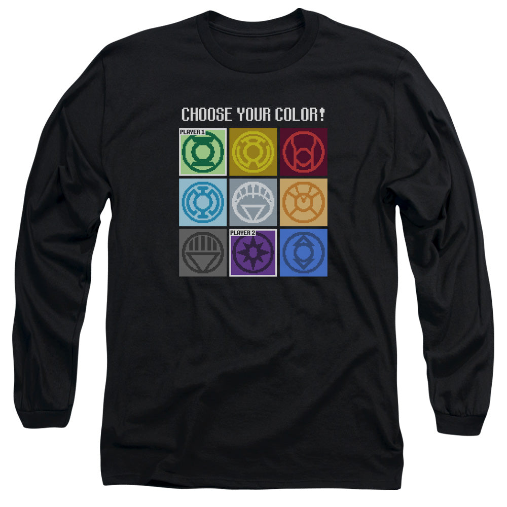 AN OFFCIALLY LICENSED DC CHOOSE YOUR COLOR MEN'S LONG SLEEVE T-SHIRT BLACK