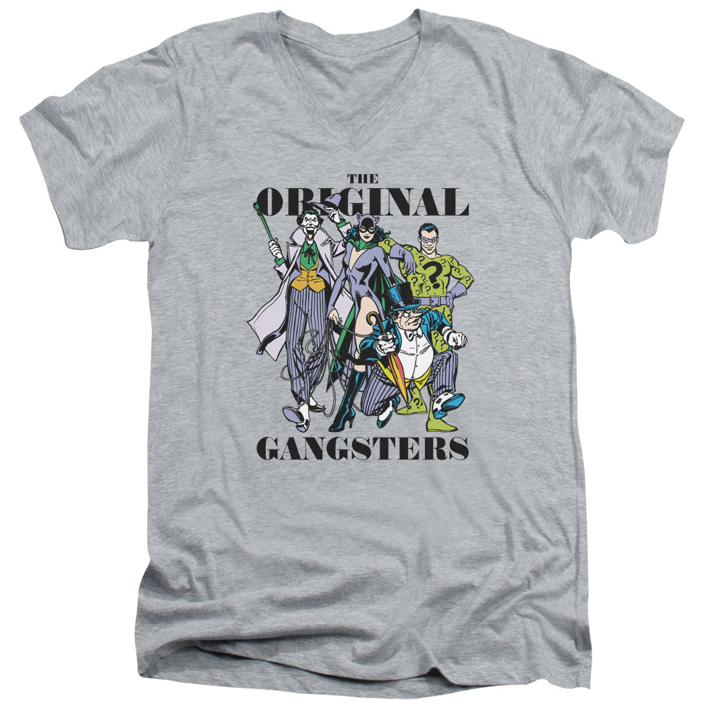 AN OFFCIALLY LICENSED DC ORIGINAL GANGSTERS MEN'S V-NECK T-SHIRT ATHLETIC HEATHER