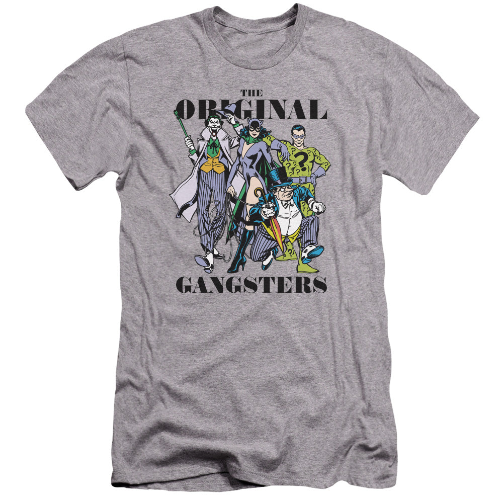 AN OFFCIALLY LICENSED DC ORIGINAL GANGSTERS MEN'S PREMIUM SLIM FIT T-SHIRT ATHLETIC HEATHER