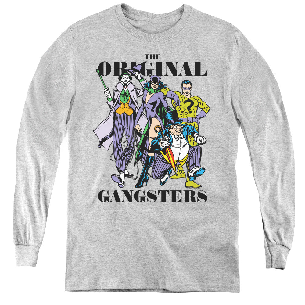 AN OFFCIALLY LICENSED DC ORIGINAL GANGSTERS YOUTH LONG SLEEVE T-SHIRT ATHLETIC HEATHER