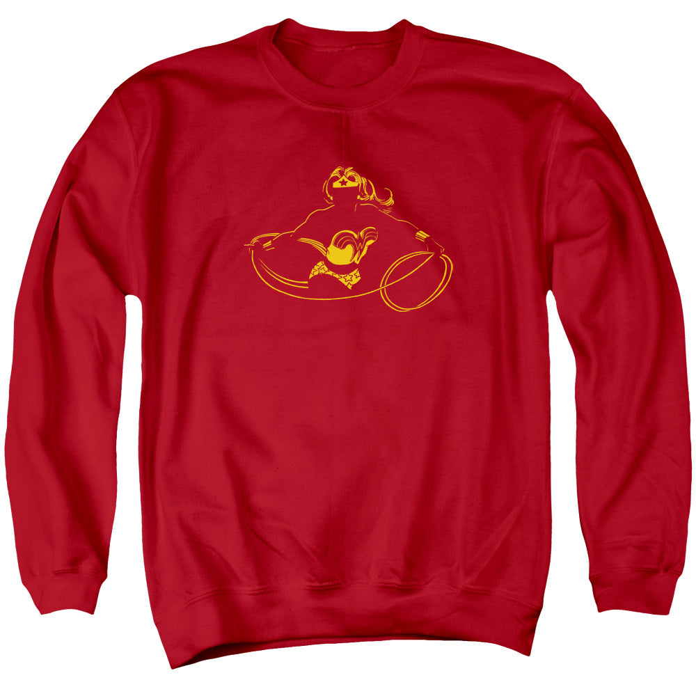 AN OFFCIALLY LICENSED DC WONDER MIN ADULT UNISEX CREWNECK SWEATSHIRT RED