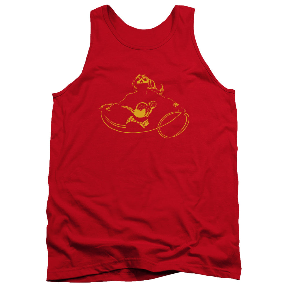AN OFFCIALLY LICENSED DC WONDER MIN ADULT UNISEX TANK TOP RED