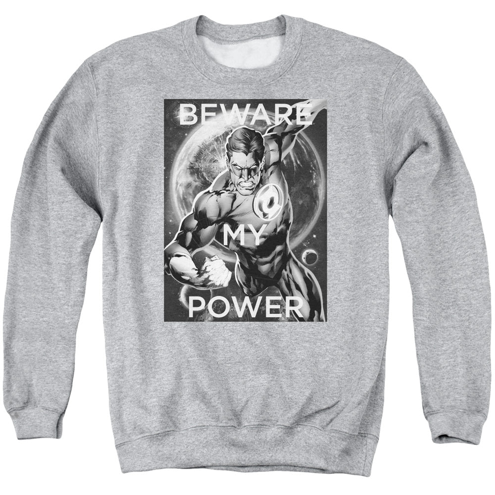 AN OFFCIALLY LICENSED DC POWER ADULT UNISEX CREWNECK SWEATSHIRT ATHLETIC HEATHER