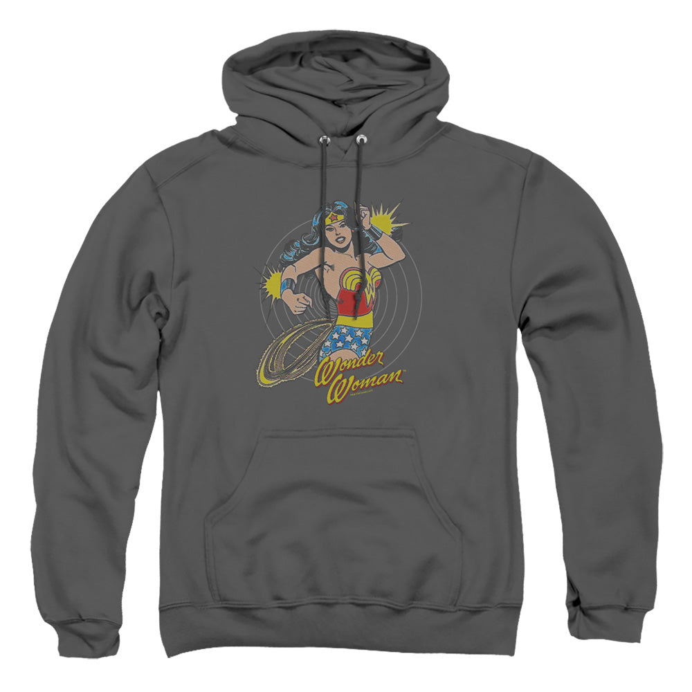AN OFFCIALLY LICENSED DC SPINNING ADULT UNISEX PULLOVER HOODIE CHARCOAL
