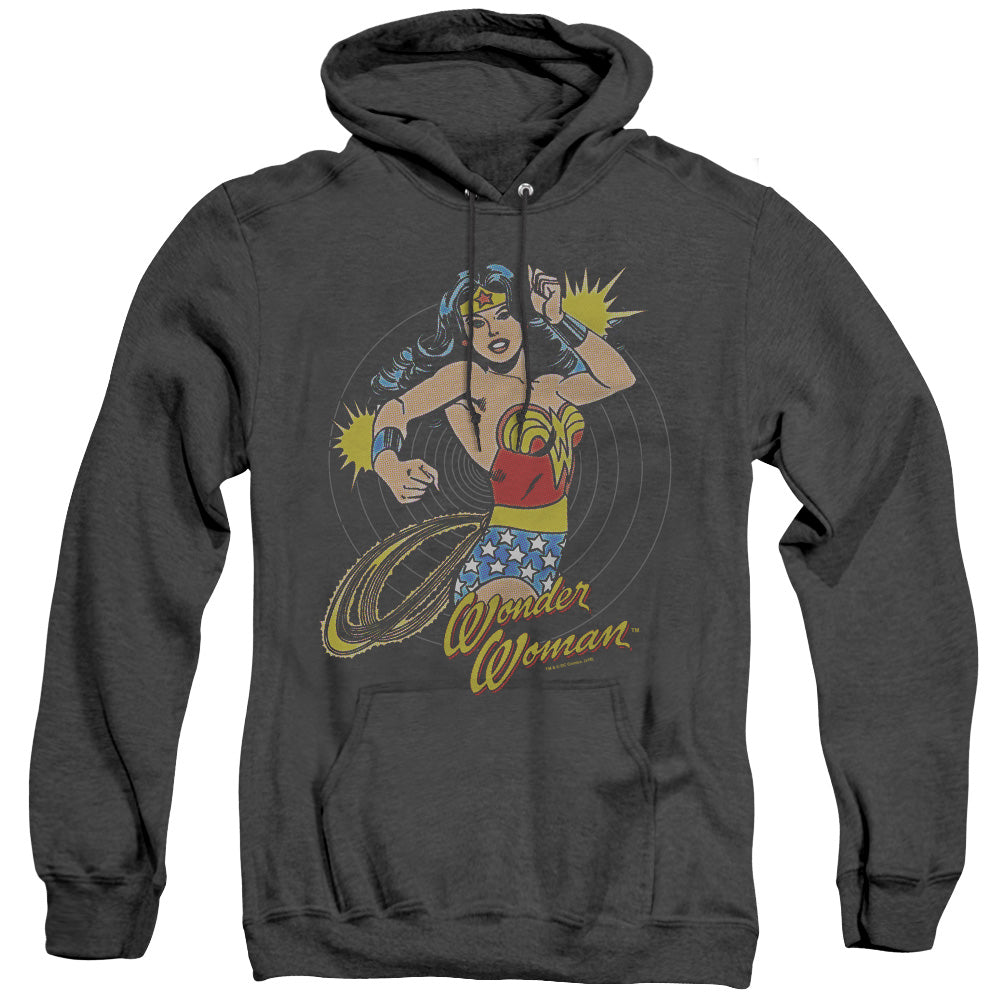 AN OFFCIALLY LICENSED DC SPINNING ADULT UNISEX HEATHER PULLOVER HOODIE BLACK