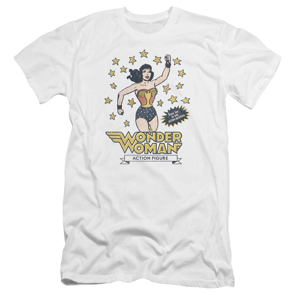 AN OFFCIALLY LICENSED DC ACTION FIGURE MEN'S PREMIUM SLIM FIT T-SHIRT WHITE