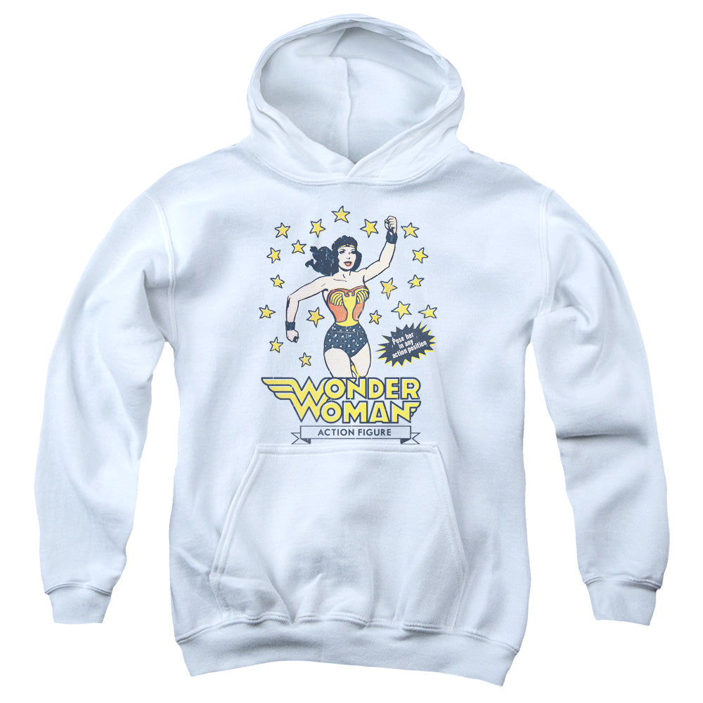 AN OFFCIALLY LICENSED DC ACTION FIGURE YOUTH HOODIE WHITE
