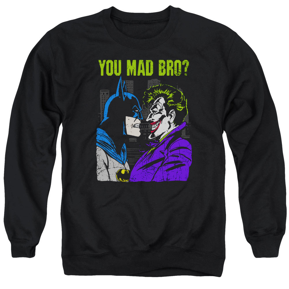 AN OFFCIALLY LICENSED DC MAD BRO ADULT UNISEX CREWNECK SWEATSHIRT BLACK