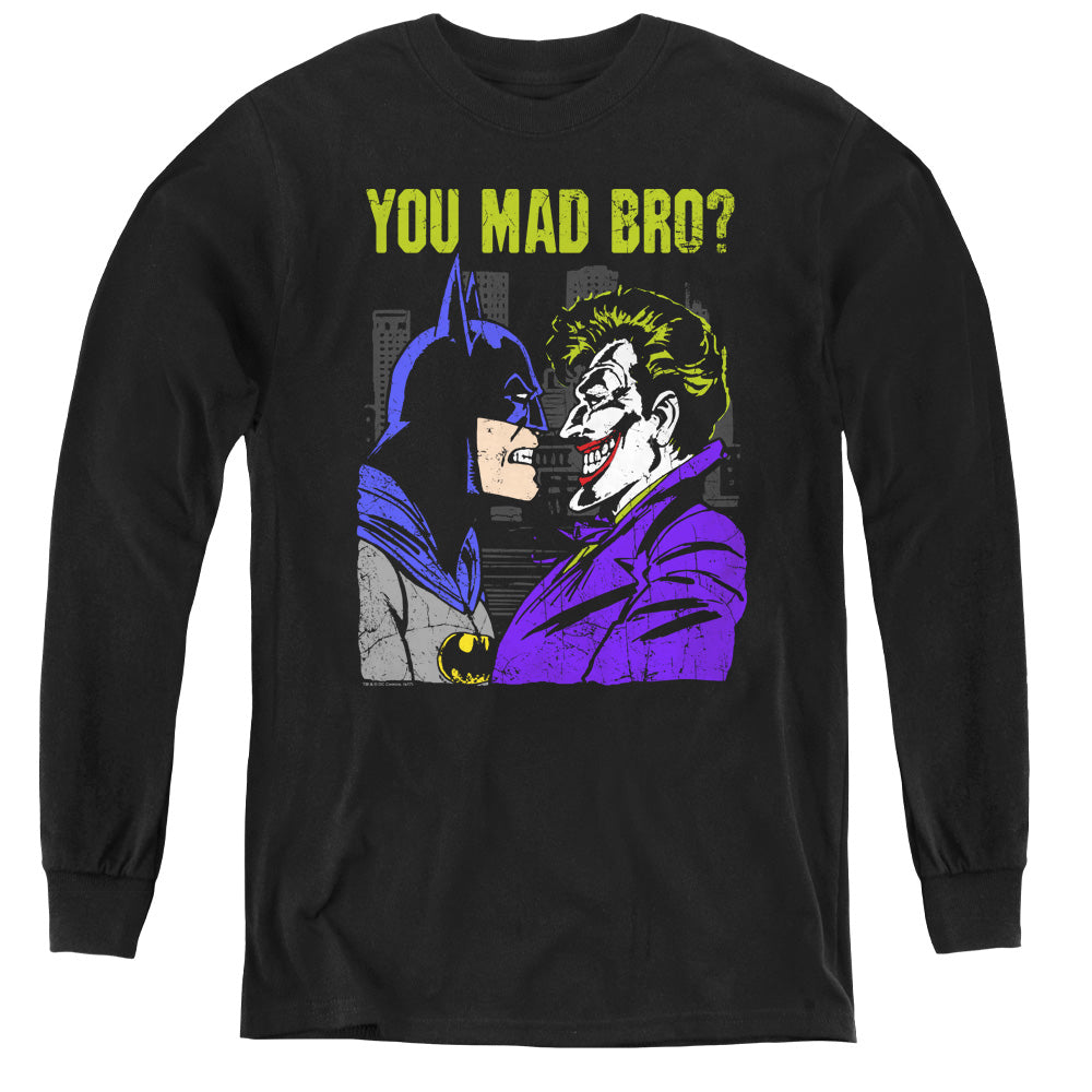 AN OFFCIALLY LICENSED DC MAD BRO YOUTH LONG SLEEVE T-SHIRT BLACK