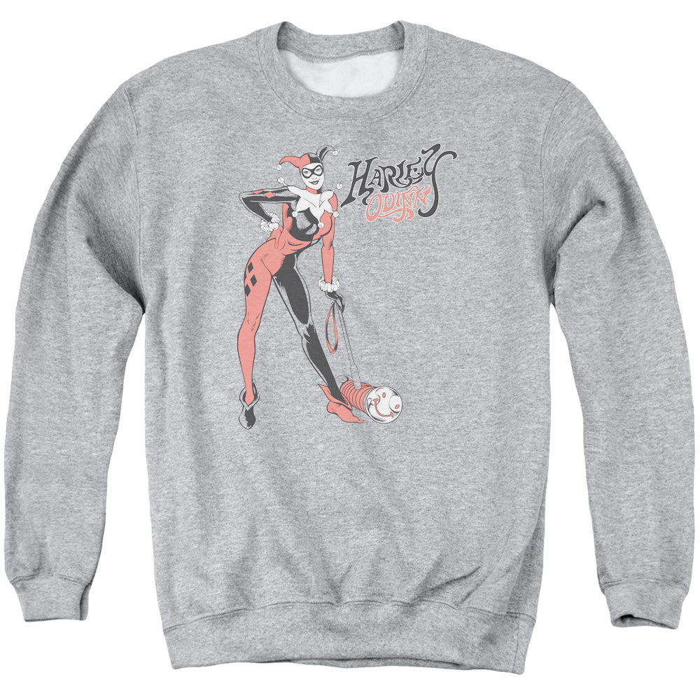 AN OFFCIALLY LICENSED DC HARLEY HAMMER ADULT UNISEX CREWNECK SWEATSHIRT ATHLETIC HEATHER