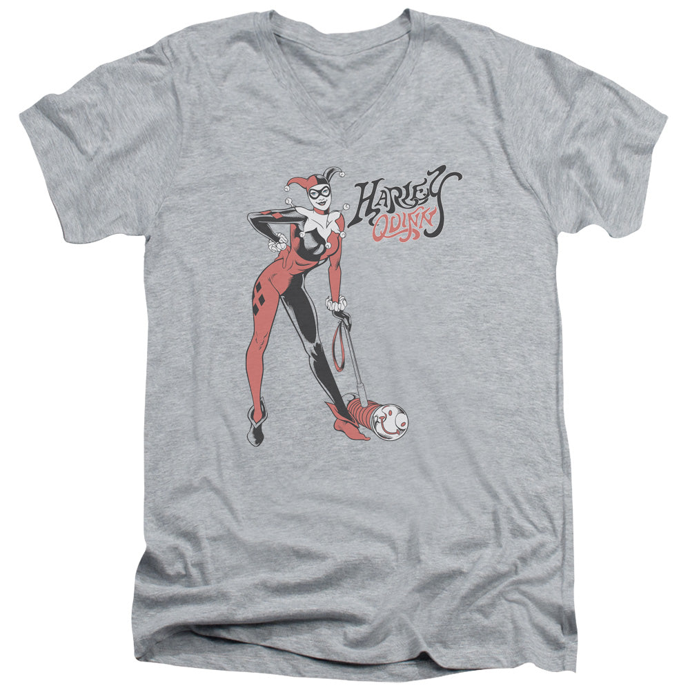 AN OFFCIALLY LICENSED DC HARLEY HAMMER MEN'S V-NECK T-SHIRT ATHLETIC HEATHER