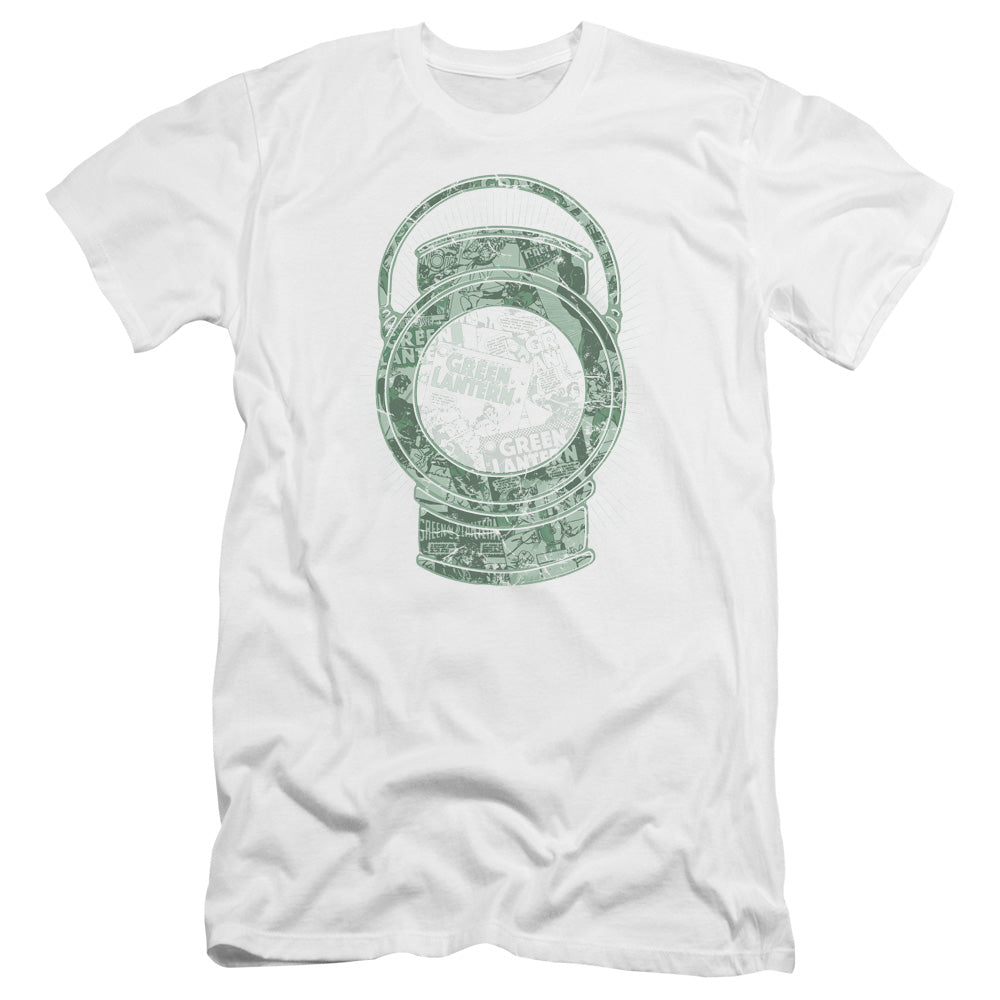 AN OFFCIALLY LICENSED DC LANTERN COVER MEN'S PREMIUM SLIM FIT T-SHIRT WHITE