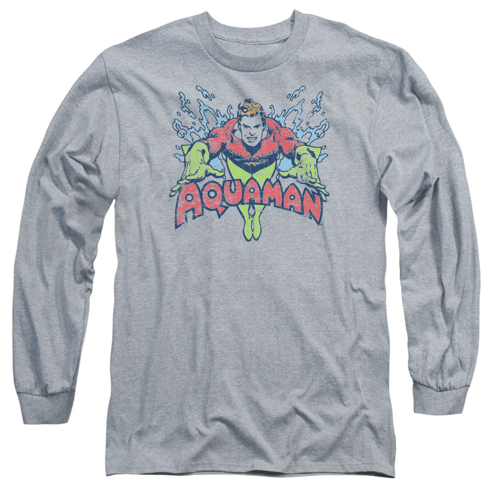 AN OFFCIALLY LICENSED DC SPLISH SPLASH MEN'S LONG SLEEVE T-SHIRT ATHLETIC HEATHER