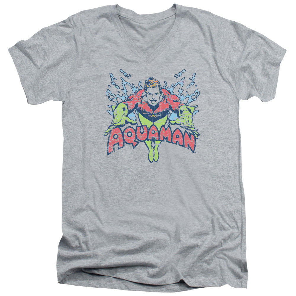 AN OFFCIALLY LICENSED DC SPLISH SPLASH MEN'S V-NECK T-SHIRT ATHLETIC HEATHER