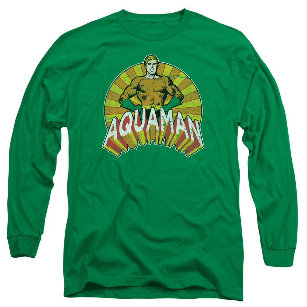 AN OFFCIALLY LICENSED DC ARMS AKIMBO MEN'S LONG SLEEVE T-SHIRT KELLY GREEN