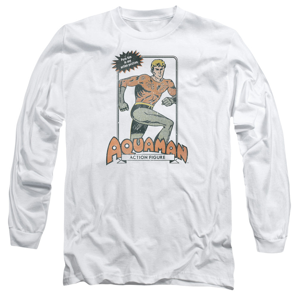 AN OFFCIALLY LICENSED DC AM ACTION FIGURE MEN'S LONG SLEEVE T-SHIRT WHITE