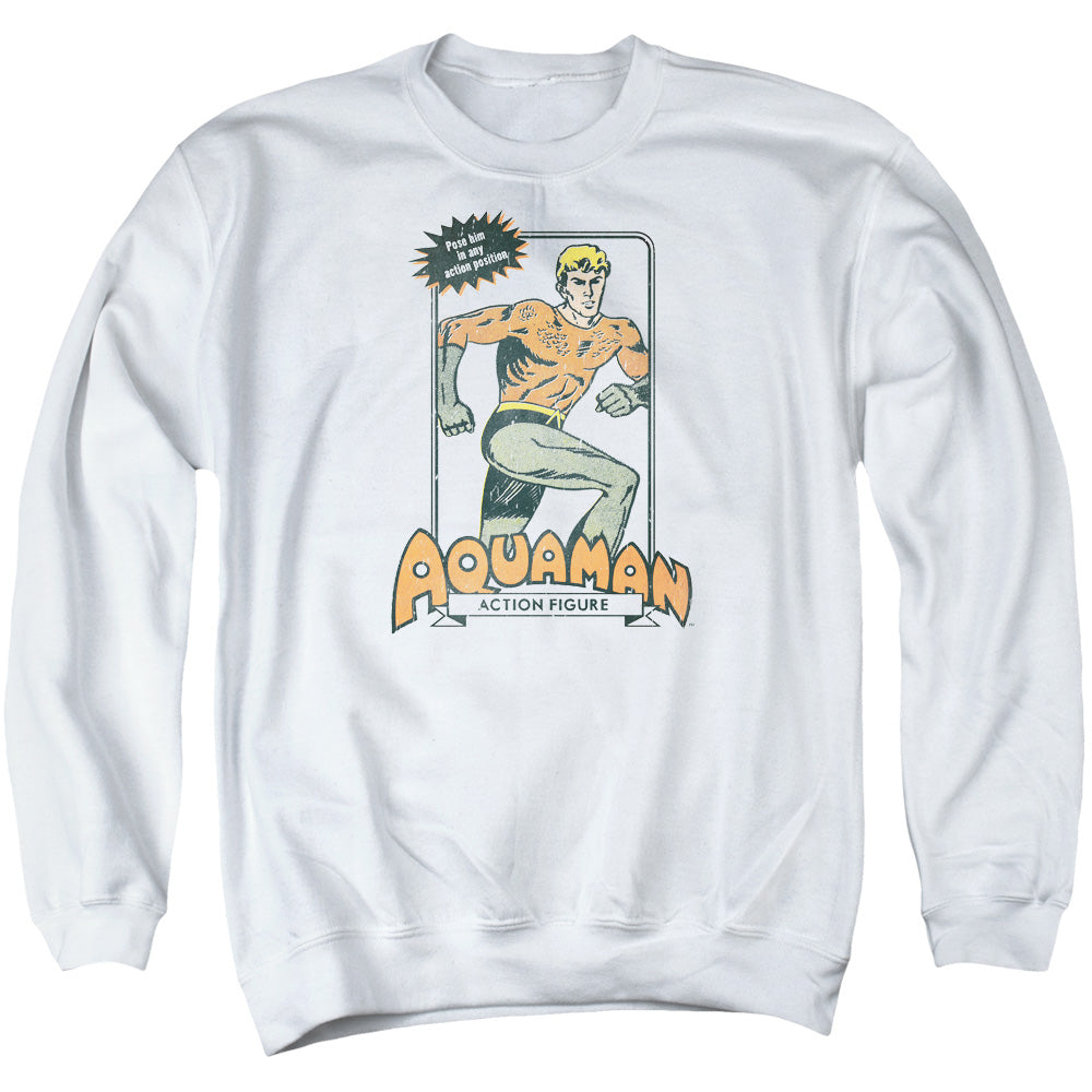 AN OFFCIALLY LICENSED DC AM ACTION FIGURE ADULT UNISEX CREWNECK SWEATSHIRT WHITE