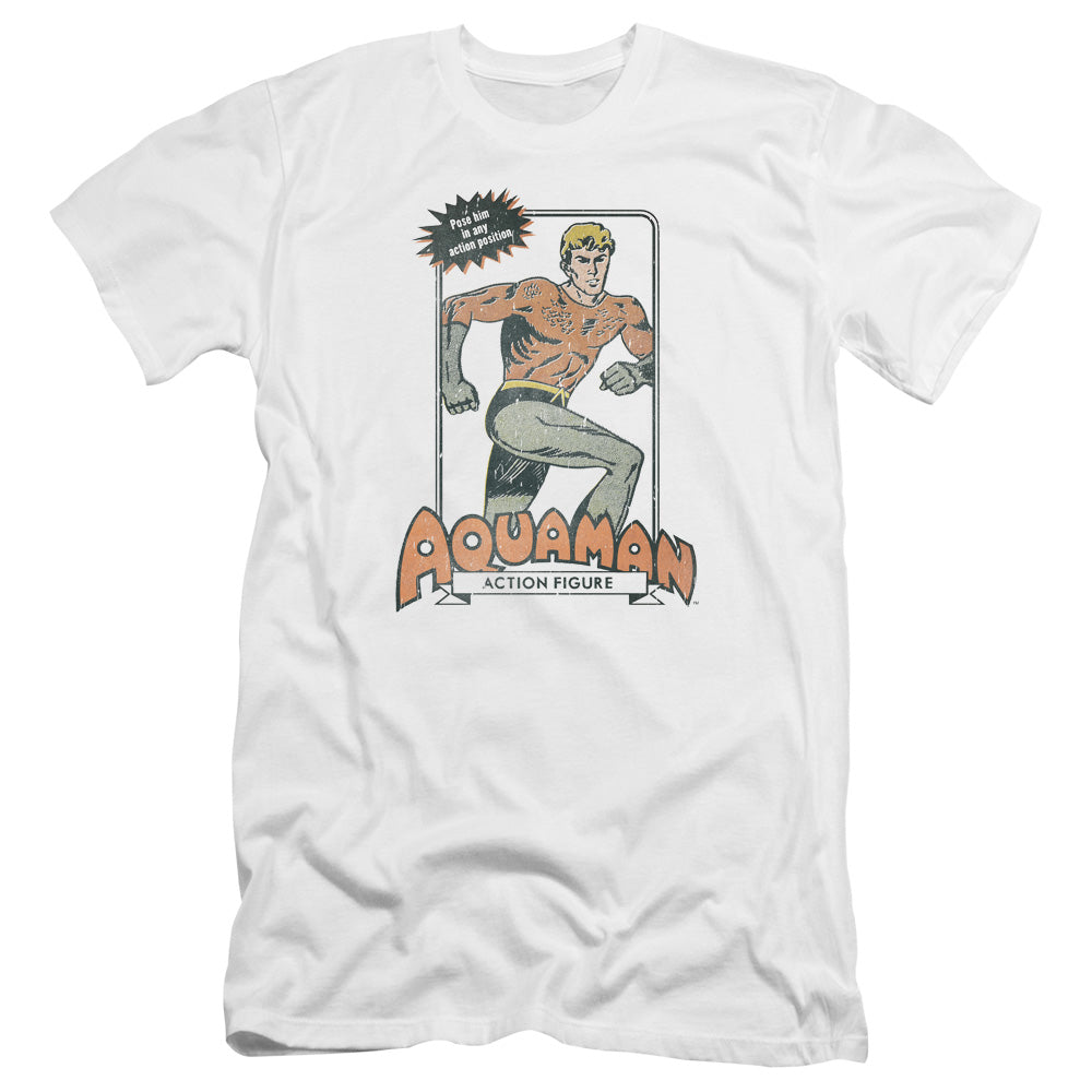 AN OFFCIALLY LICENSED DC AM ACTION FIGURE MEN'S PREMIUM SLIM FIT T-SHIRT WHITE
